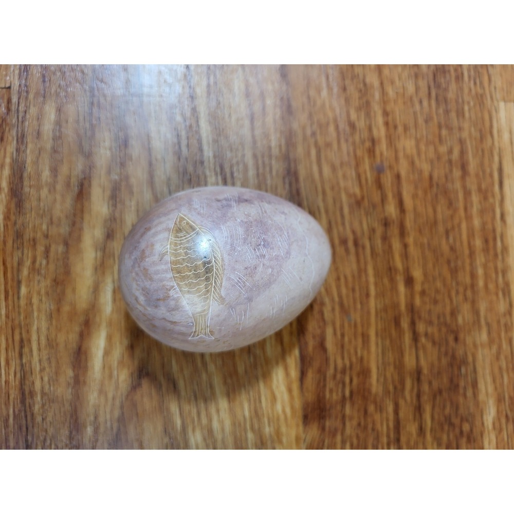 Soap Stone Carved Fish‎ Egg Decoration